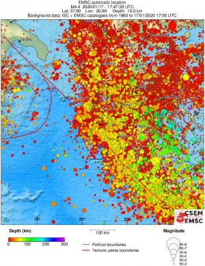 regional depth historical seismicity