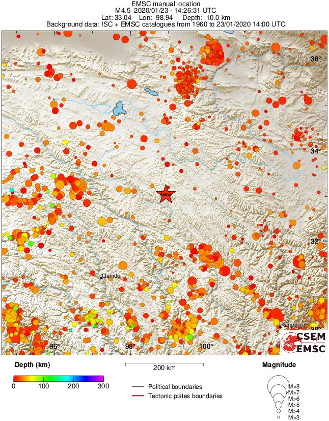 regional depth historical seismicity