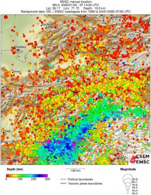 regional depth historical seismicity