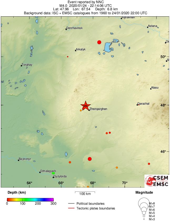 regional depth historical seismicity