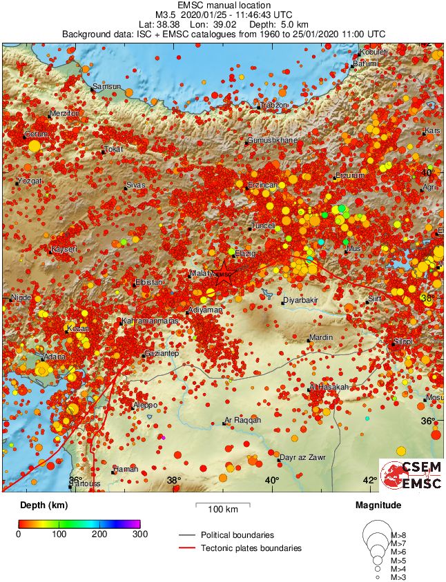 regional depth historical seismicity