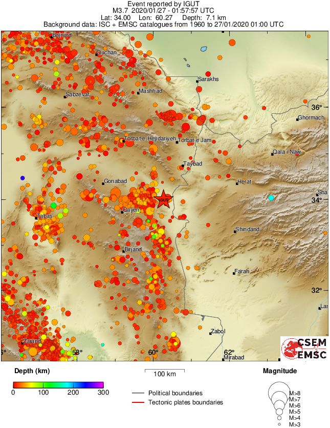 regional depth historical seismicity
