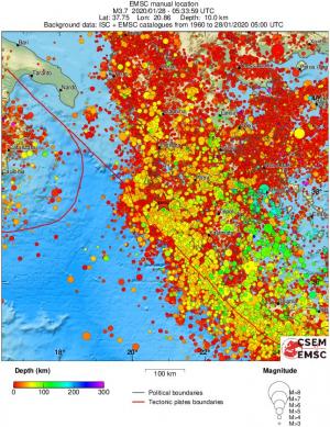 regional depth historical seismicity