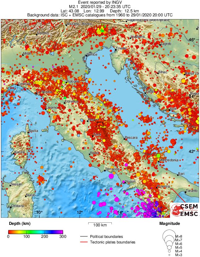 regional depth historical seismicity