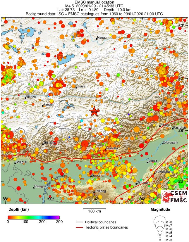regional depth historical seismicity