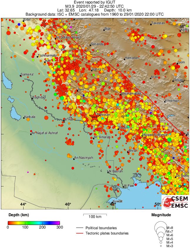 regional depth historical seismicity