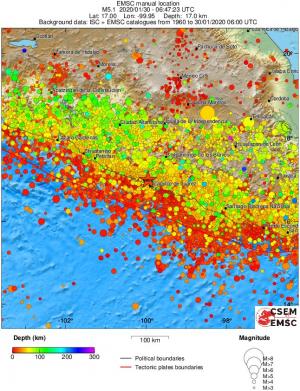 regional depth historical seismicity