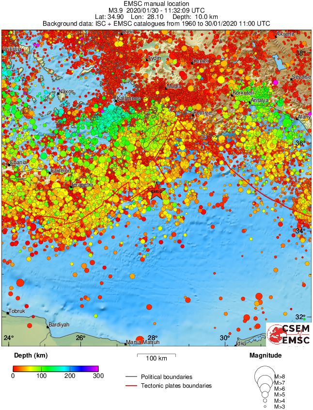regional depth historical seismicity