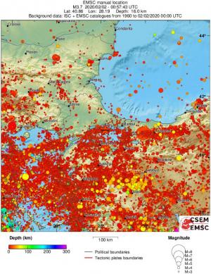 regional depth historical seismicity