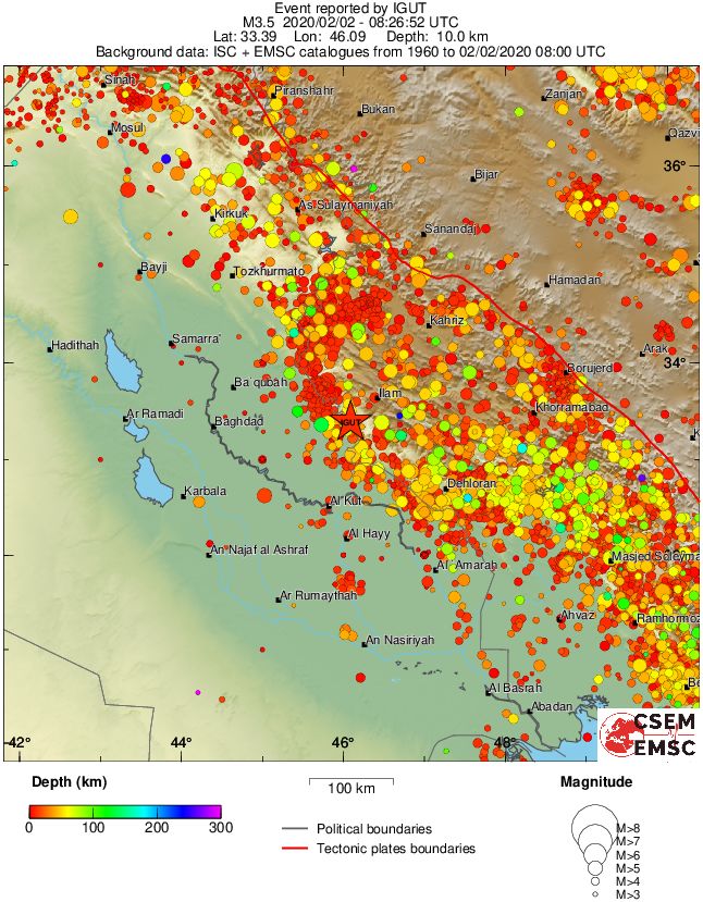 regional depth historical seismicity