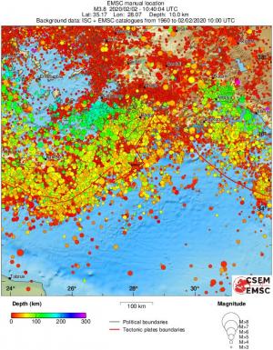 regional depth historical seismicity