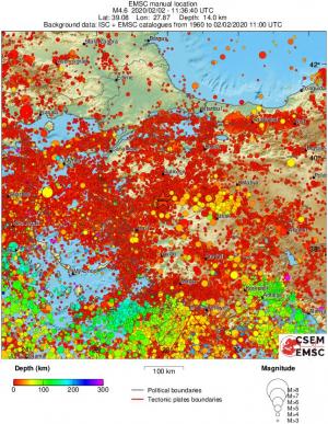 regional depth historical seismicity