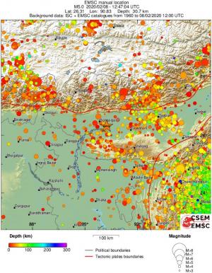 regional depth historical seismicity