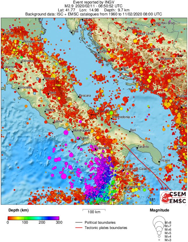 regional depth historical seismicity