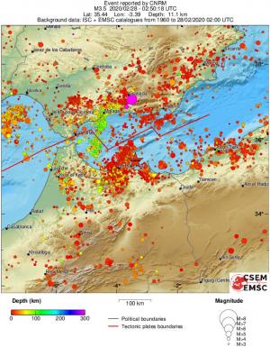 regional depth historical seismicity