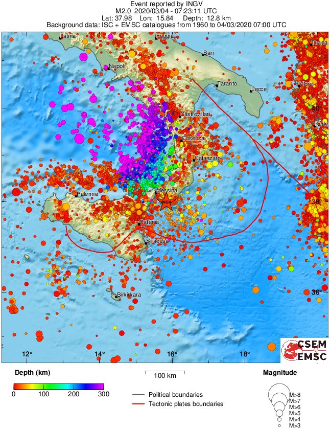 regional depth historical seismicity