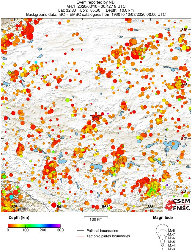 regional depth historical seismicity