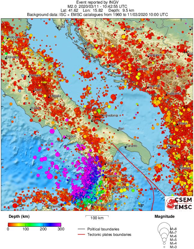 regional depth historical seismicity