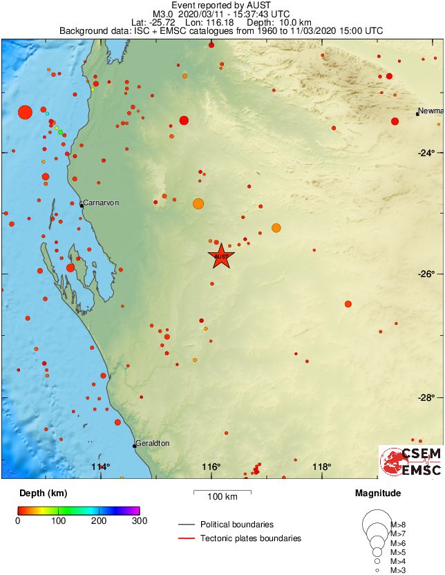 regional depth historical seismicity