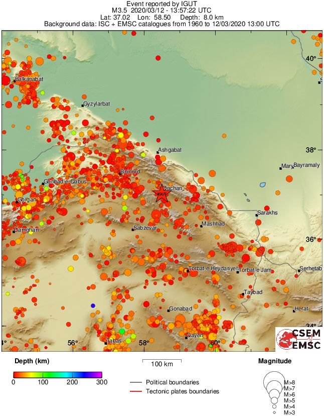 regional depth historical seismicity