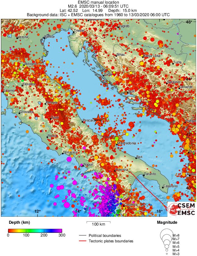 regional depth historical seismicity