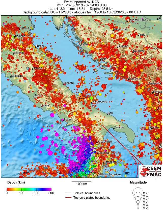 regional depth historical seismicity