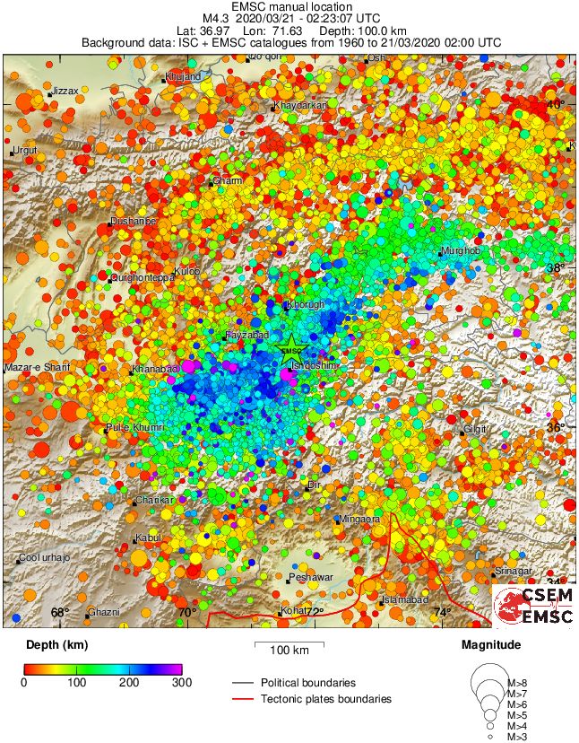 regional depth historical seismicity