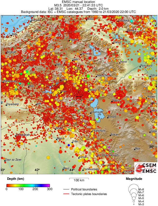 regional depth historical seismicity