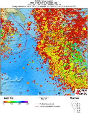 regional depth historical seismicity