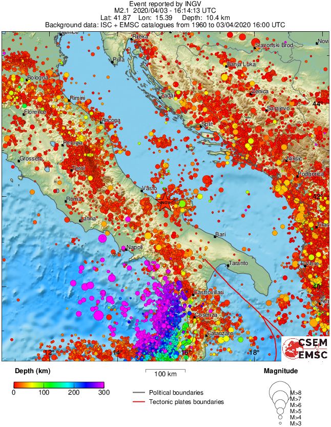 regional depth historical seismicity