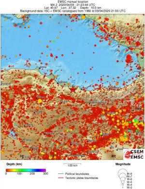 regional depth historical seismicity