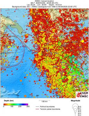 regional depth historical seismicity