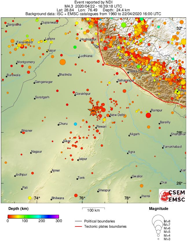 regional depth historical seismicity