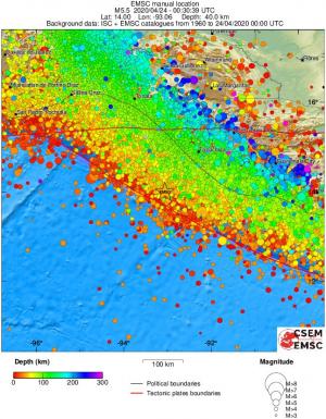 regional depth historical seismicity