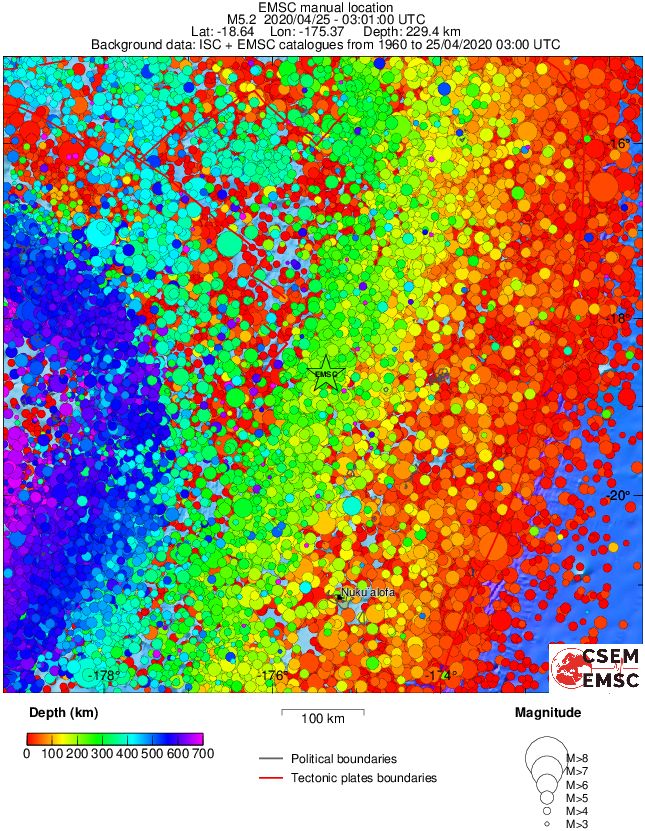 regional depth historical seismicity