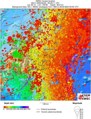 regional depth historical seismicity