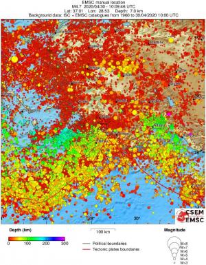 regional depth historical seismicity