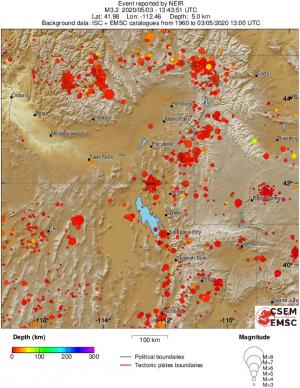 regional depth historical seismicity