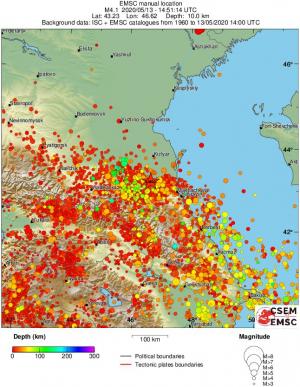 regional depth historical seismicity