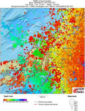 regional depth historical seismicity