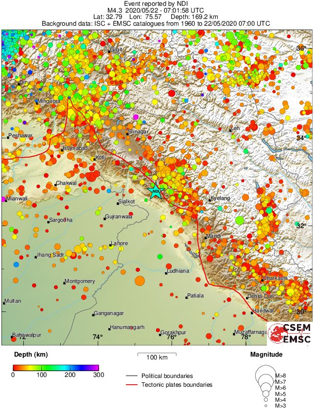 regional depth historical seismicity