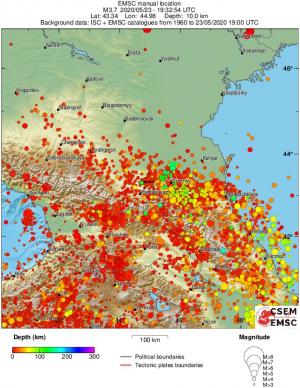 regional depth historical seismicity
