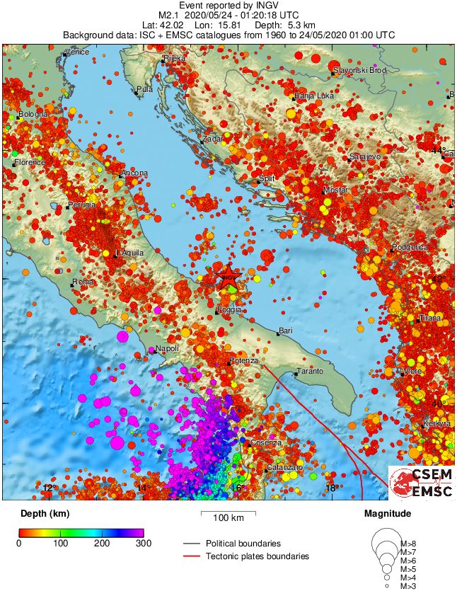 regional depth historical seismicity