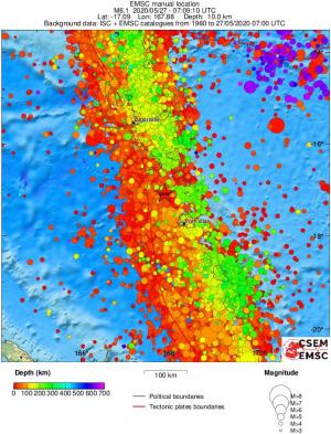 regional depth historical seismicity