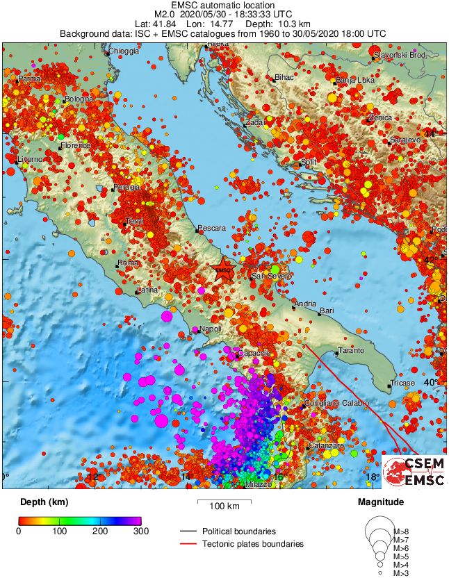 regional depth historical seismicity