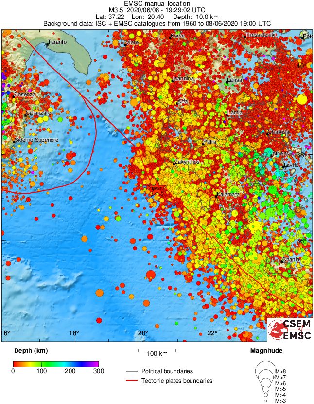 regional depth historical seismicity