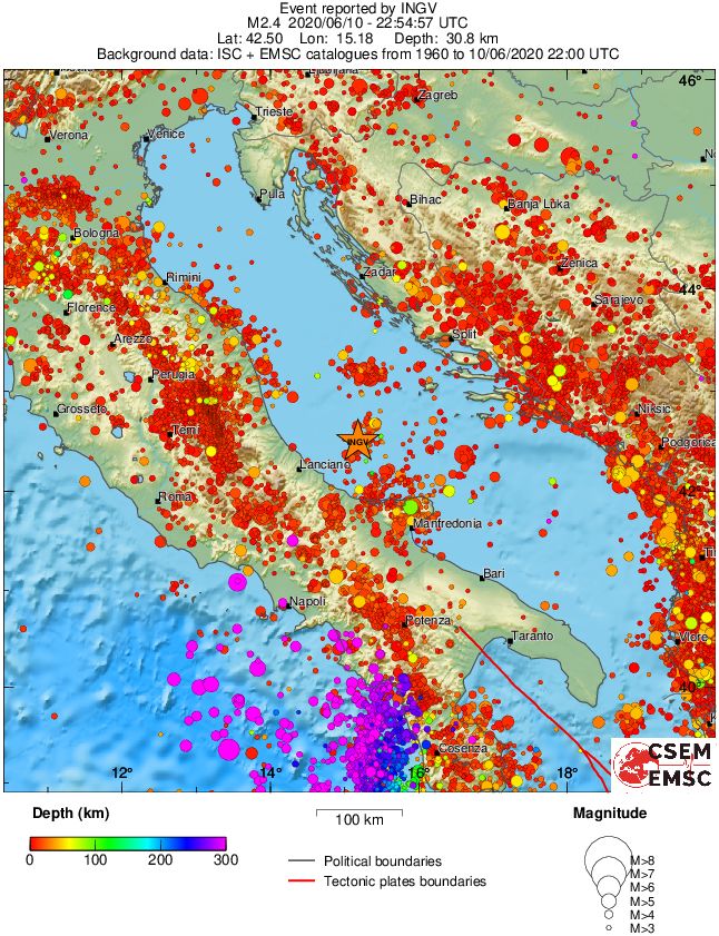 regional depth historical seismicity