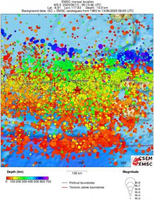 regional depth historical seismicity
