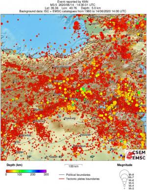 regional depth historical seismicity