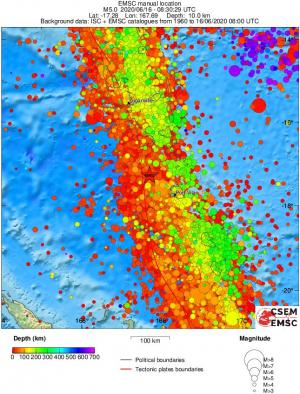 regional depth historical seismicity